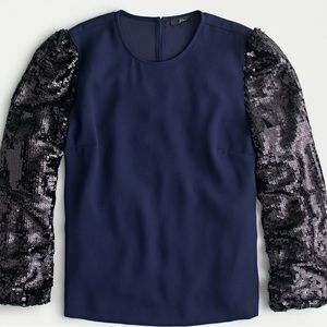 J. Crew Sequin Crepe Blouse